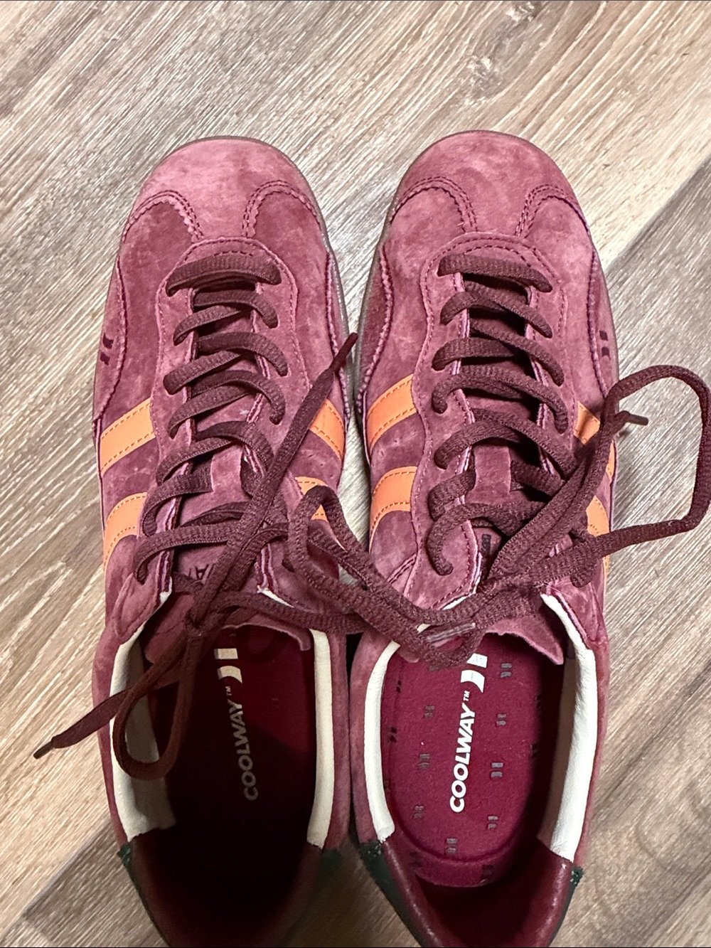 Coolway Burgundy Green Orange Suede Leather Sneakers Men’s Size 9 43 NWOT - Picture 4 of 6
